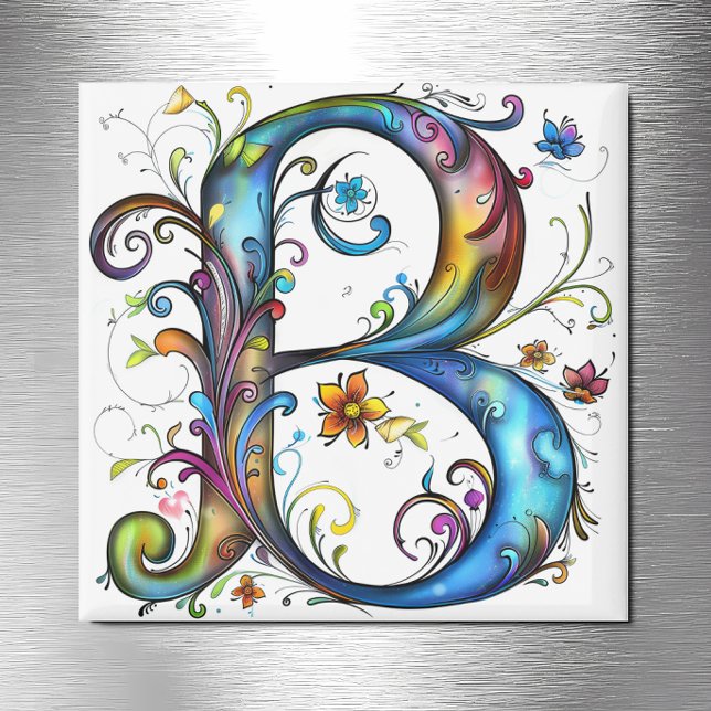 Whimsiskt monogram B Magnet (Skapare uppladdad)