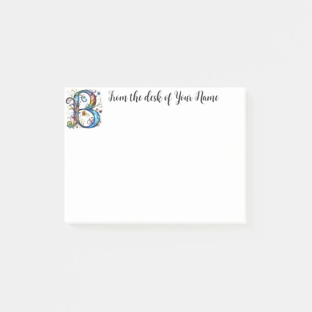 Whimsiskt monogram B Post-it Block (Framsida)