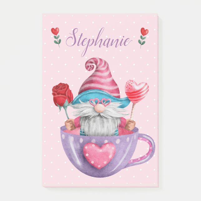 Whimsiskt nome i Tea Kopp Hearts & Flowers Post-it Block (Framsida)