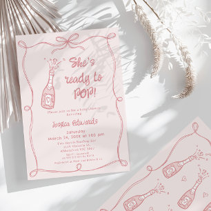 Whimsiskt Rosa Hand plockade-Redo till babyskor Inbjudningar