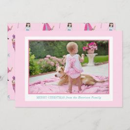 Whimsiskt Rosa Watercolor Nutcracker Ballet Photo Julkort