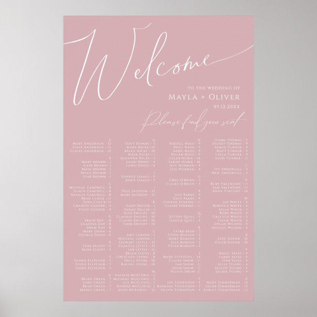 Whimsiskt skript | Alfabetiskt säte i Dusty Ro Poster (Framsidan)