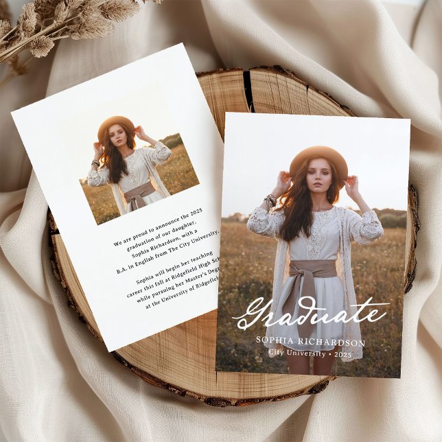 Whimsiskt skript | Chic två foto Studenten Meddelande (Skapare uppladdad)