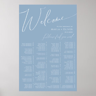 Whimsiskt skript   Dusty Blue Alphabetical Seite Poster