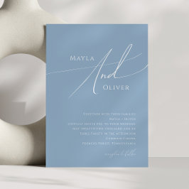 Whimsiskt skript | Dusty Blue Bröllop Inbjudningar