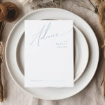 Whimsiskt skript | Dusty Blue Bröllop Rådkort<br><div class="desc">Vi presenterar vårt fantastiska visuella skript | perfekt för det dammiga blå bröllop-kortet för din enkla moderna boho vår firande. Vår elegant är utformad med en pulserande ljus, pastellpalett färg med ett kalligrafiskt skript för chic av vintage. Oavsett om du föredrar ett minimalistiskt eller klassiskt stil, erbjuder vår unika, redigerbara...</div>