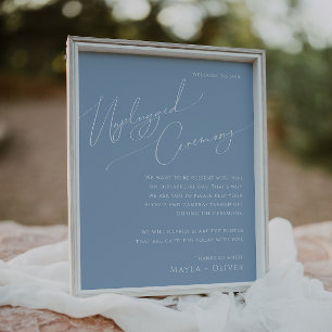 Whimsiskt skript   Dusty Blue Unplugged Ceremony Poster