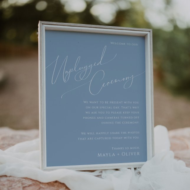 Whimsiskt skript | Dusty Blue Unplugged Ceremony Poster (Skapare uppladdad)