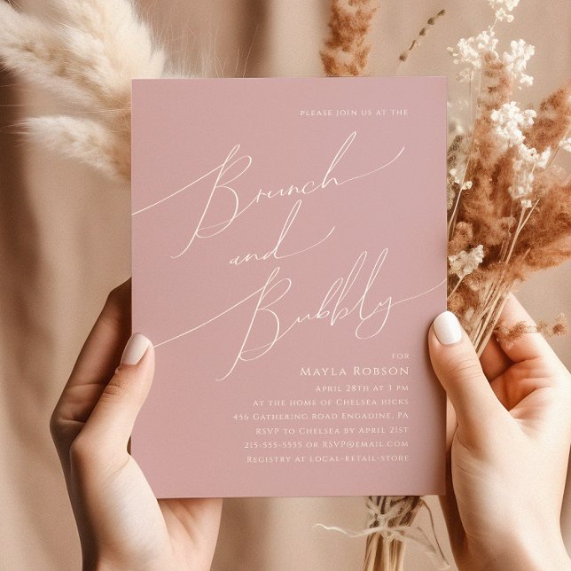 Whimsiskt skript | Dusty Ro Brunch och Bubly Inbjudningar (Skapare uppladdad)