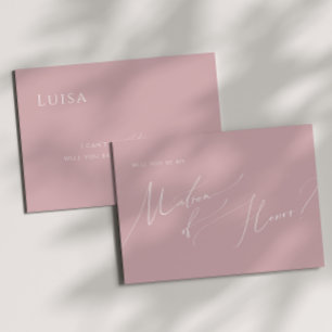 Whimsiskt skript Dusty Ro Matron of Honor Card Inbjudningar