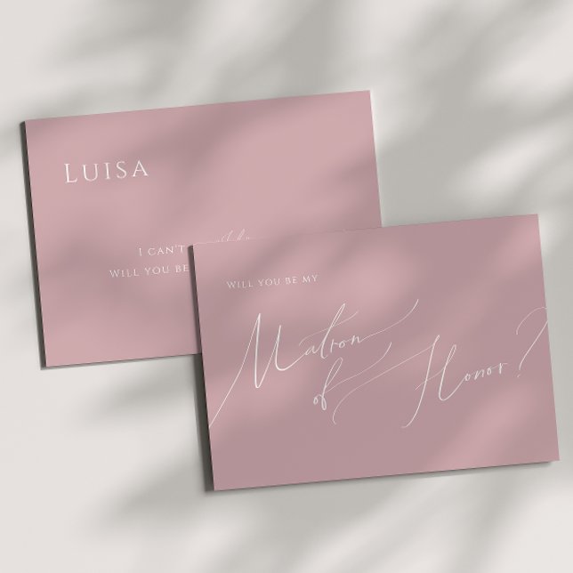 Whimsiskt skript | Dusty Ro Matron of Honor Card Inbjudningar (Skapare uppladdad)