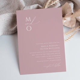 Whimsiskt skript | Dusty Ro Monogram Bröllop Inbjudningar