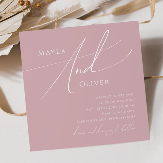 Whimsiskt skript | Dusty Ro Square Bröllop Inbjudningar (Skapare uppladdad)