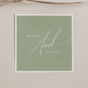 Whimsiskt skript Försäljning Grönt Bröllop Pappersservett