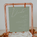 Whimsiskt skript | Menyn Sage Grönt Bröllop Drinks Poster<br><div class="desc">Vi presenterar vårt fantastiska visuella skript | Sage grönt bröllop Drycker-menyn poster perfekt för din moderna boho vår firande. Vår elegant är utformad med en pulserande ljus, pastellpalett färg med ett kalligrafiskt skript för chic av vintage. Oavsett om du föredrar ett minimalistiskt eller klassiskt stil, erbjuder vår unika, redigerbara produkt...</div>