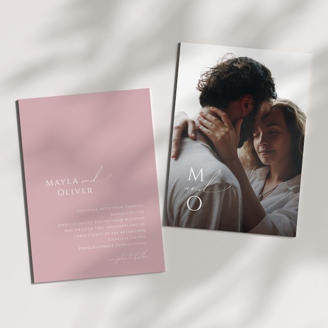 Whimsiskt skript | Ro Monogram Photo Bröllop Inbjudningar (Skapare uppladdad)