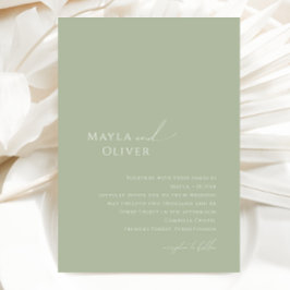 Whimsiskt skript | Sage Monogram Photo Bröllop Inbjudningar