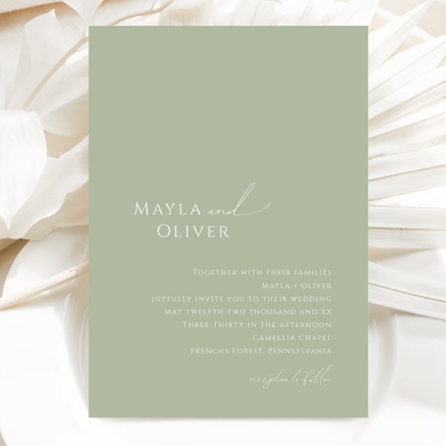 Whimsiskt skript | Sage Monogram Photo Bröllop Inbjudningar (Skapare uppladdad)