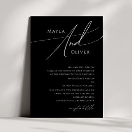 Whimsiskt skript | Svart traditionell Bröllop Inbjudningar
