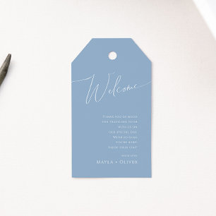 Whimsiskt skript Välkomna till Dusty Blue Bröllo Presentetikett