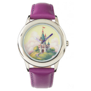 Whimsiskt slott med grön trädgård armbandsur