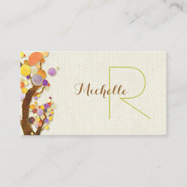 Whimsiskt Träd + Burlap Monogram Visitkort