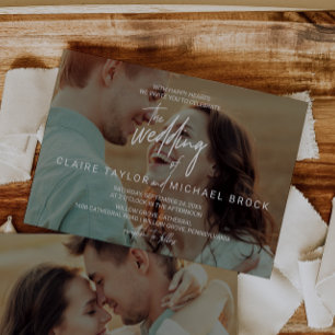 Whimsiskt Vågrät Photo Overlay Bröllop Inbjudningar