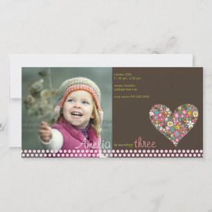 Whimsiskt Vår blommor Heart Girl Birthday Photo