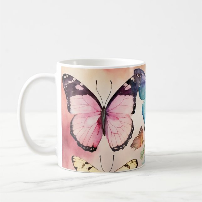 "Whimsiskt Vingar: Butterfly Design Coffee Kopp" Kaffemugg (Vänster)