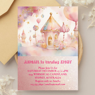 Whimsiskt Wonders Candyland Birthday-kort Inbjudningar