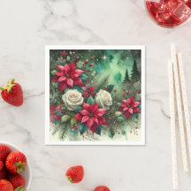 Whimsitiv Festive Poinsettia Evergreen Decoupage
