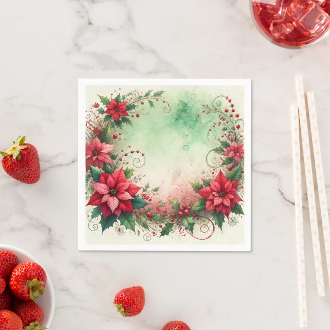 Whimsitiv Festive Poinsettia Garland Decoupage Pappersservett (Insitu)