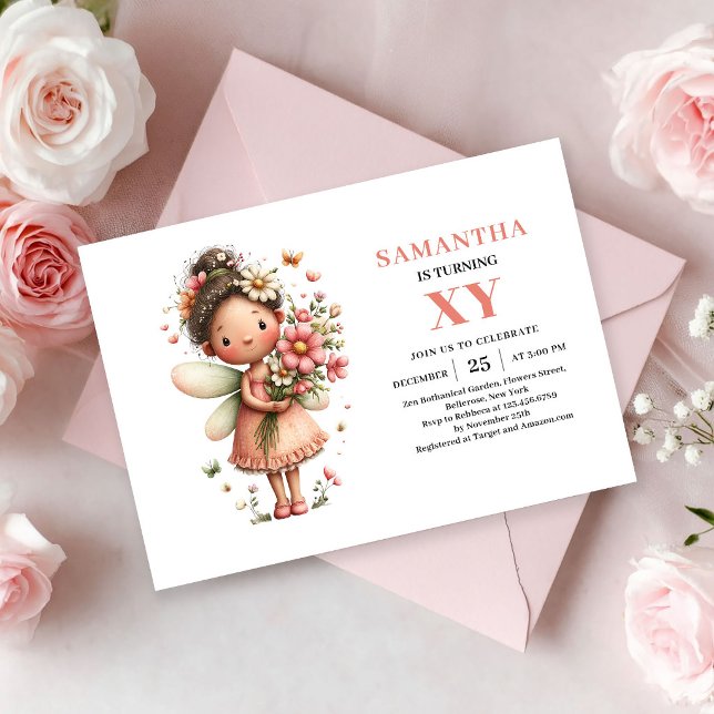 Whimsy Älvan Flicka 8-årsdag Blush Magi inbjudan (Whimsy Fairy Girl 8th Birthday Blush Magic invitation)