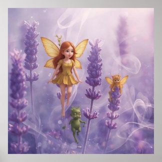 Whimsy Among the Purple Blooms Poster