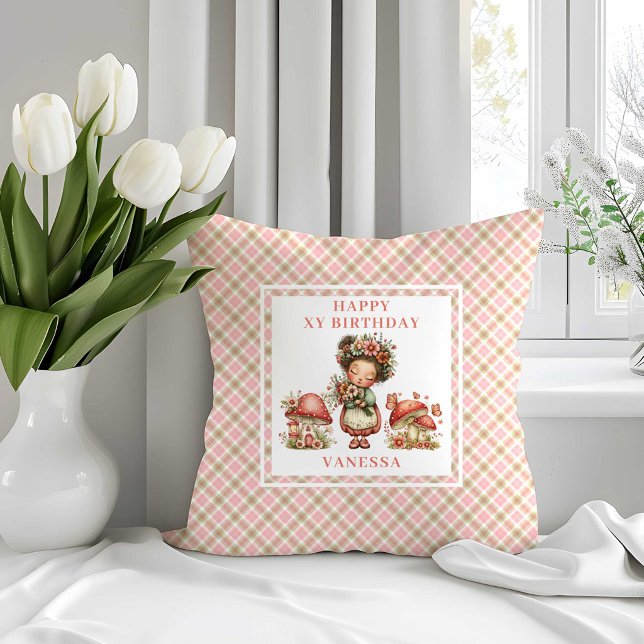 Whimsy Blush Fairy 6-årsdag Kuddcover Kudde (Whimsy Blush Fairy 6th Birthday Throw Pillow)