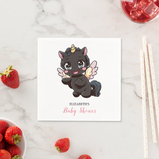 Whimsy Cute Unicorn Baby Shower Pappersservett (Insitu)