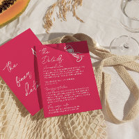 Whimsy djup rosa handritade bröllopsdetaljer