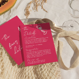 Whimsy djup rosa handritade bröllopsdetaljer tilläggskort