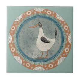 Whimsy Duck Mint Blue Terracotta Teal Aqua Kakelplatta