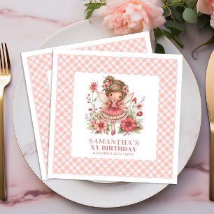 Whimsy Fairy Girl 4-års födelsedag Pastell Rosa se Pappersservett