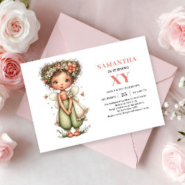 Whimsy Fairy Girl 9-års födelsedag Rosa Magi inbju Inbjudningar
