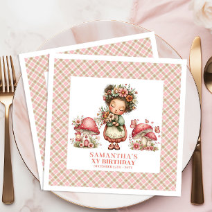Whimsy Fairy Rosabruna Blommig Födelsedagsfirande Pappersservett