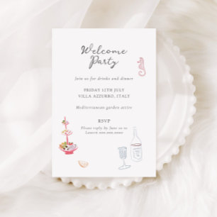 Whimsy Färgrika Illustrerade Bröllopsdetaljer Tilläggskort