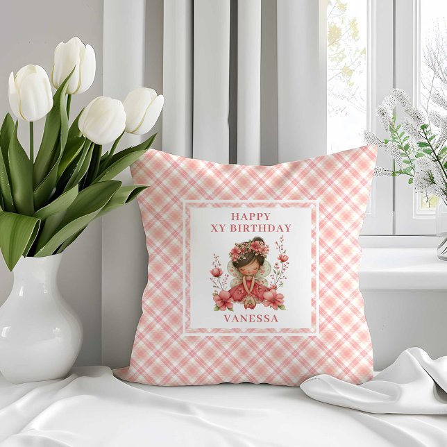 Whimsy Fe-girl Blush Blommig Födelsedags Kudd   Kudde (Whimsy Fairy Girl Blush Floral Birthday Pillow Decor

)
