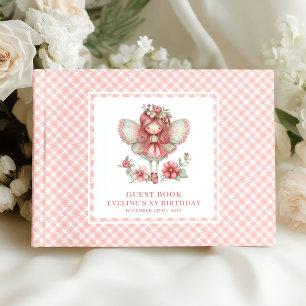 Whimsy Fée Flicka 4-årsdag Blommig Rosa Gäst Gästböcker