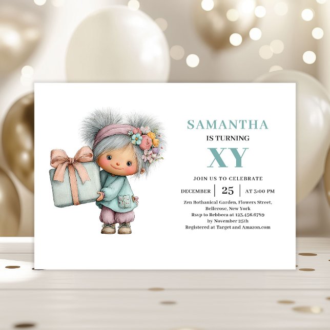 Whimsy Ffaira flicka 9-årsdag Magisk Pastell Inbjudningar (Whimsy Fairy Girl 9th Birthday Magical Pastel invitation)
