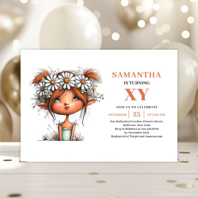 Whimsy Flicka Födelsedag Blommig Pastell inbjudan (Whimsy Fairy Girl Birthday Floral Pastel invitation)