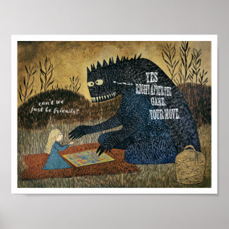 WHIMSY! FLICKA OCH MONSTER SPELAR BRÄDSPEL nr 2 Poster