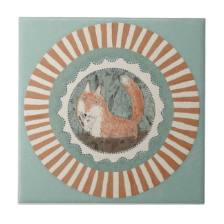 Whimsy Fox Mint Blå Terrakotta Teal Aqua Kakelplatta