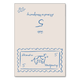 Whimsy Hand Drawn Meal Choice Wedding Place Card Bordsnummer